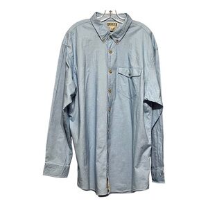 Duluth Trading Co. Long Sleeve Button Down Shirt Light Chambray Blue Denim 2XLT